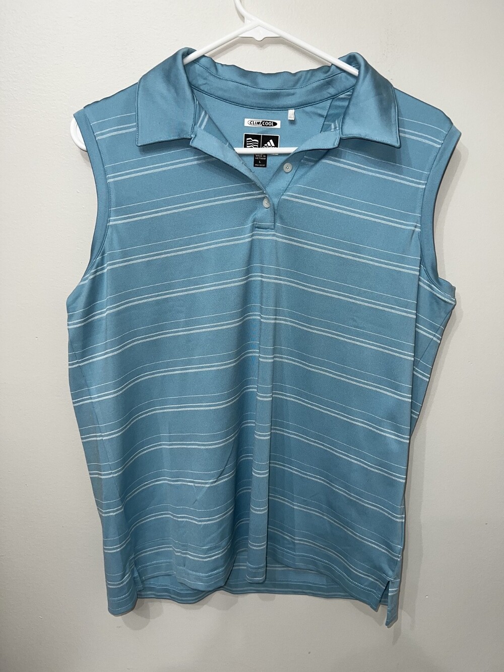 Nike Golf Dry Fit Shirt Women's Size L Blue Stripes Sleeveless Pullover Top